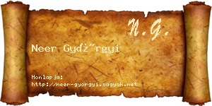 Neer Györgyi névjegykártya